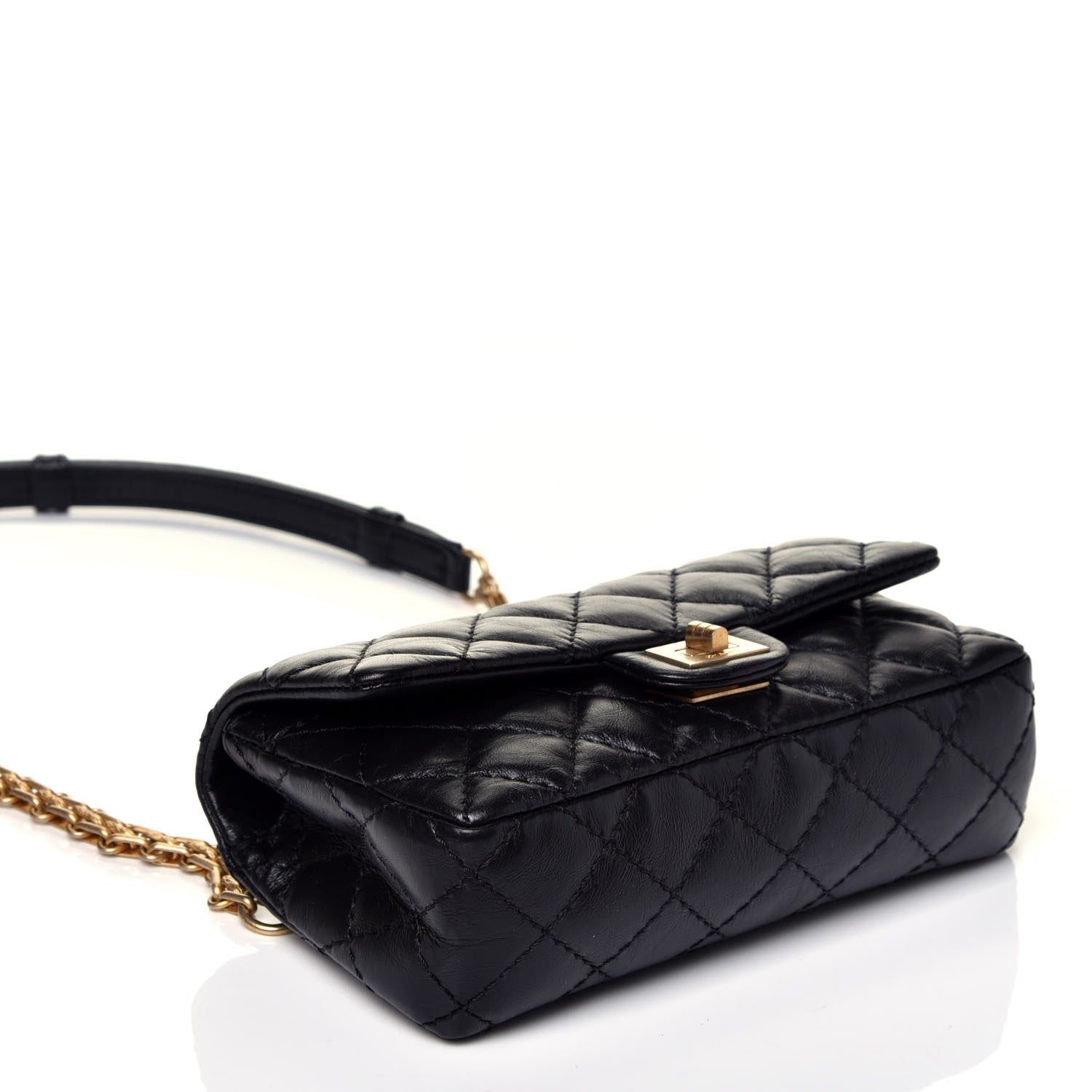 Chanel Aged Calfskin Quilted 2.55 Reissue Chain Waist Bag Black 4 of 9