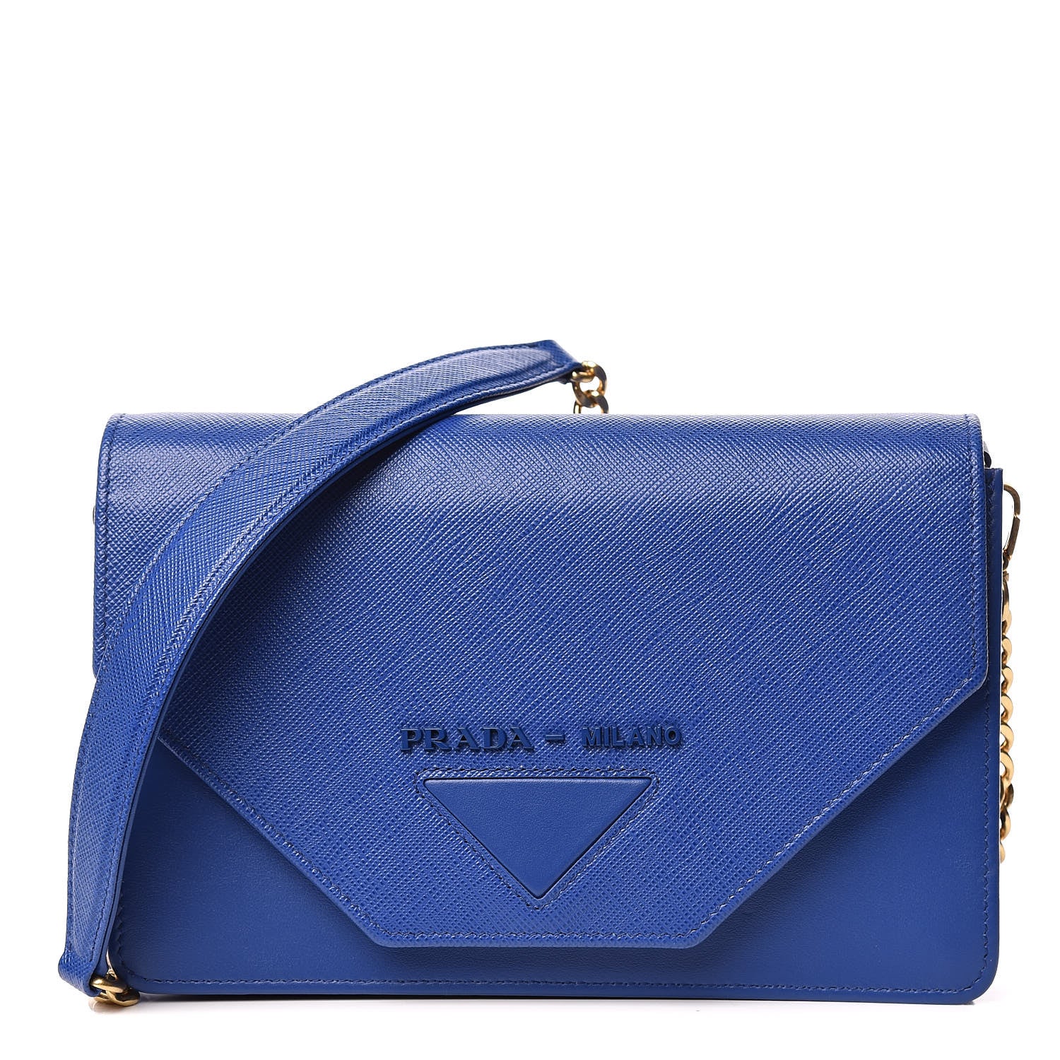 Prada Saffiano City Calfskin Chain Wallet Royal 1 of 9