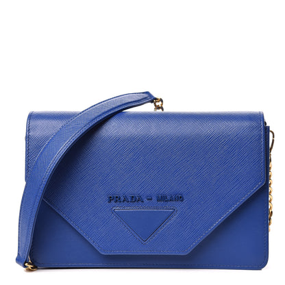 Prada Saffiano City Calfskin Chain Wallet Royal 1 of 9