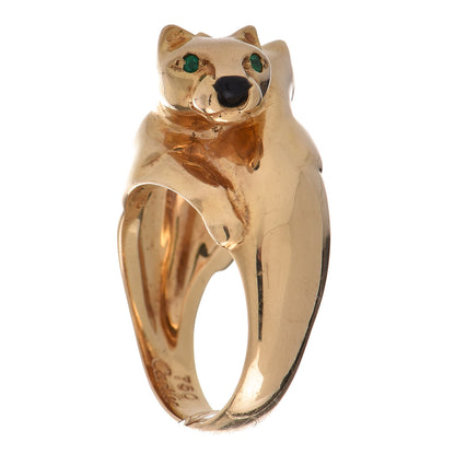 Cartier 18K Yellow Gold Black Onyx Tsavorite Double Panthere De Cartier Ring 51 5.75 3 of 5
