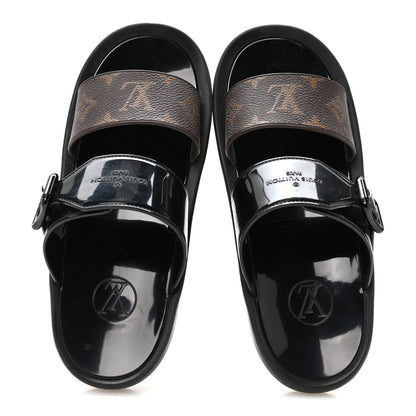 Louis Vuitton Monogram Sunbath Flat Mule Sandals 39 Black 2 of 7
