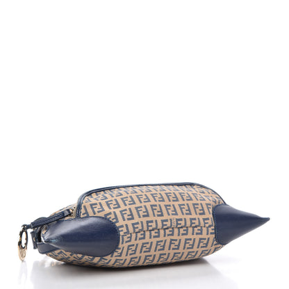 Fendi ENDI Zucchino Vitello Small Chef Pocket Shoulder Bag Beige Azzurro Blue 4 of 10