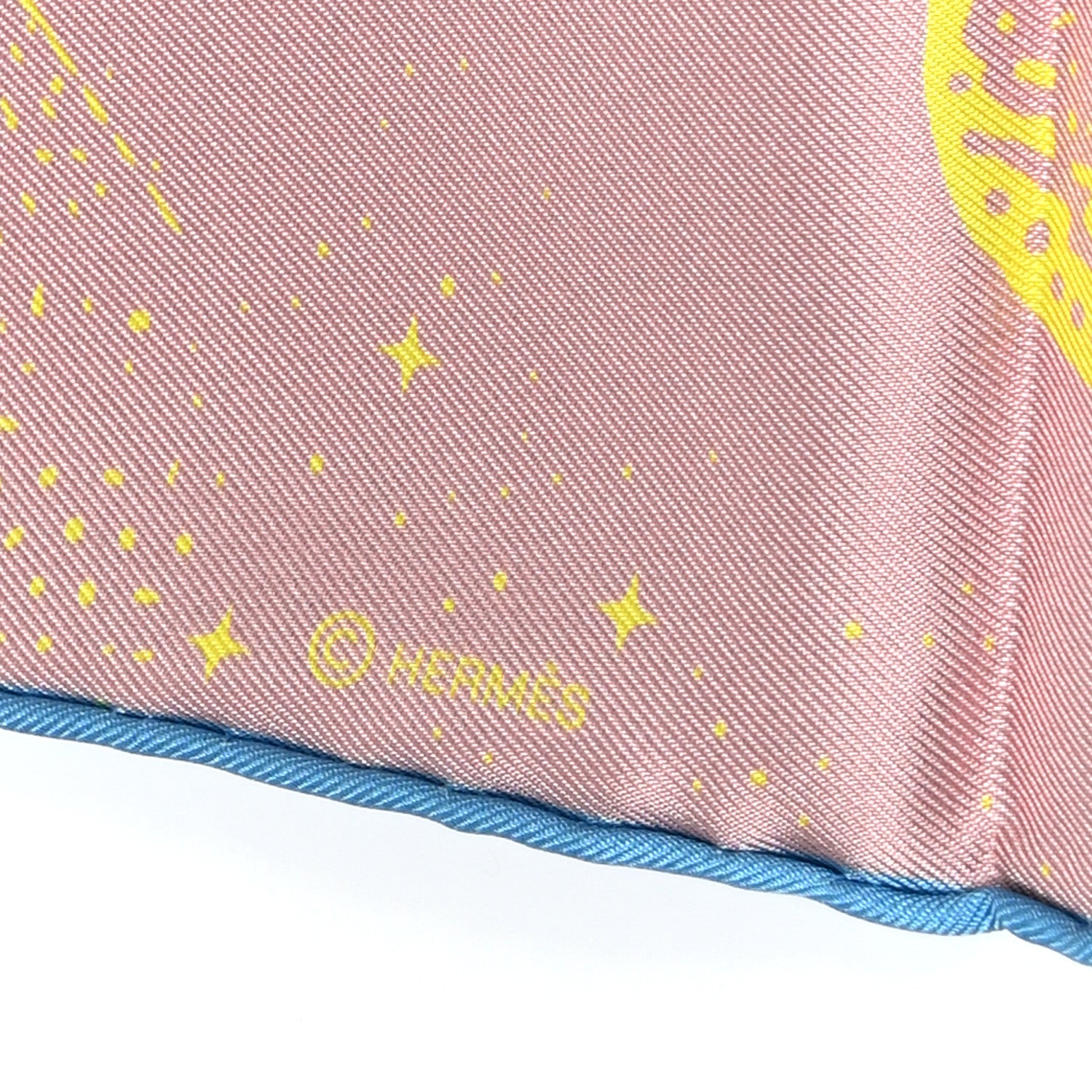 Hermes Silk Double Face Clair De Lune Scarf 90 Vieux Rose Jaune 3 of 8