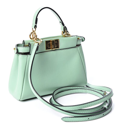 Fendi Shiny Nappa Micro Peekaboo Iconic Satchel Verde Acqua 2 of 11
