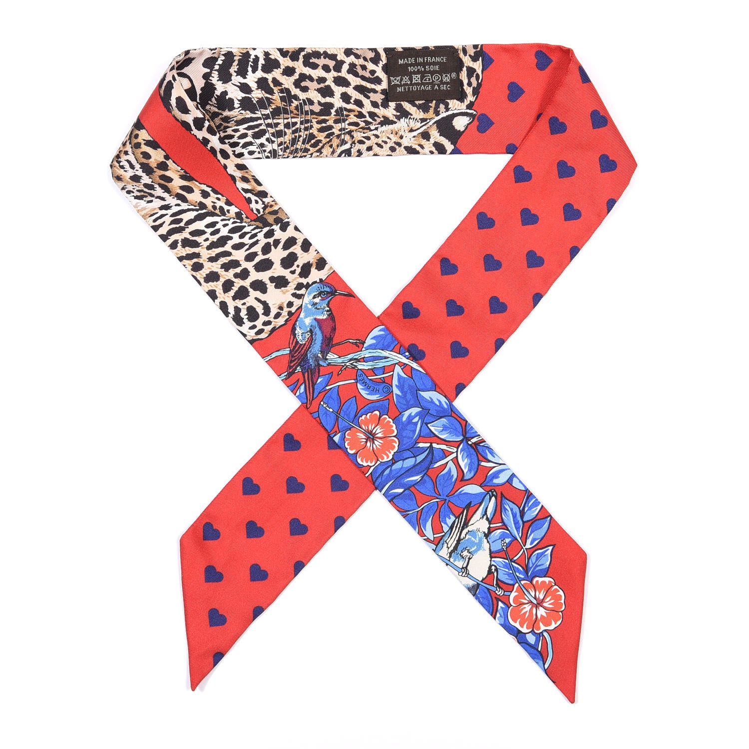 Hermes Silk Jungle Love Love Twilly Rouge Marine Fauve 1 of 4