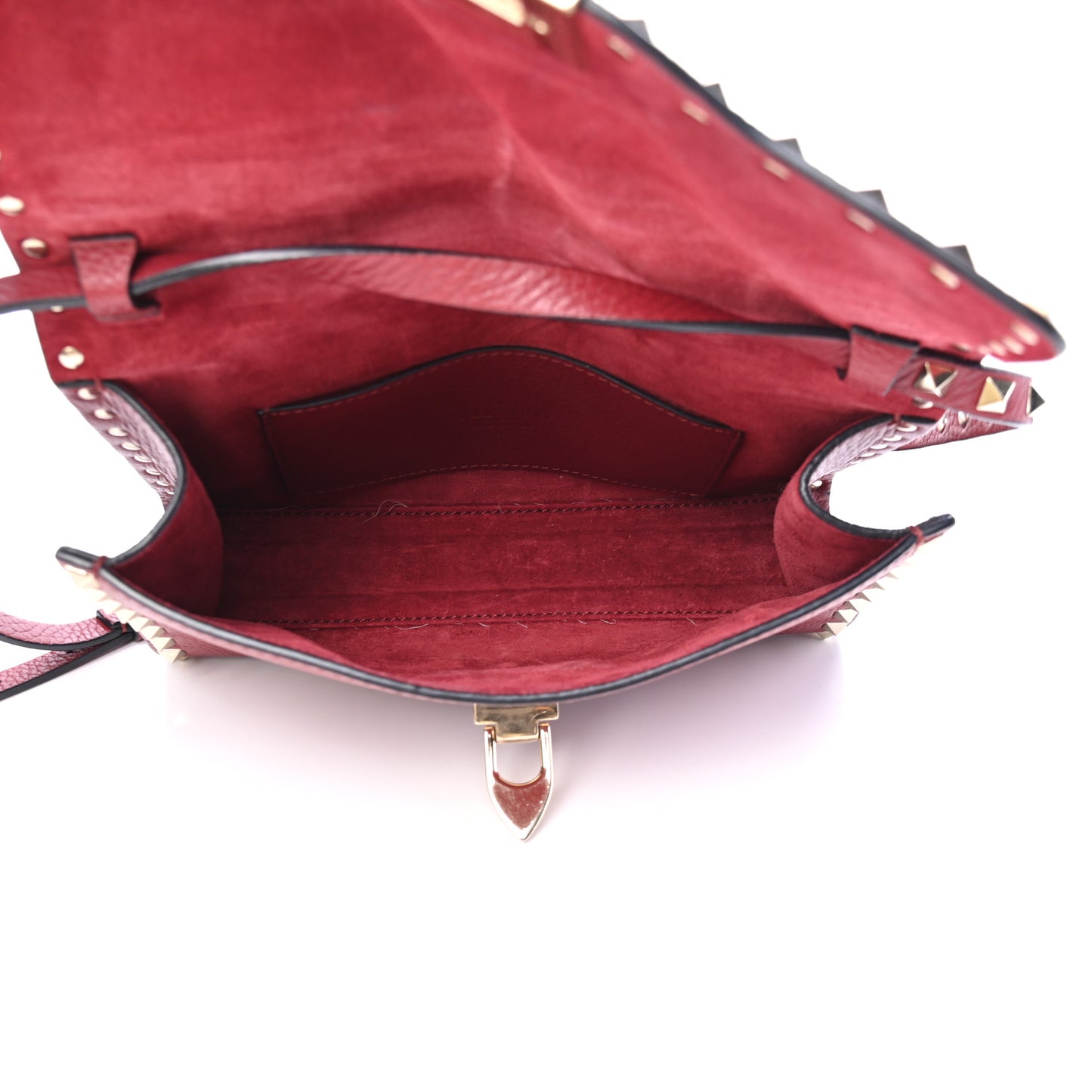 Pebbled Calfskin Medium Rockstud Flip Lock Crossbody Bag Red