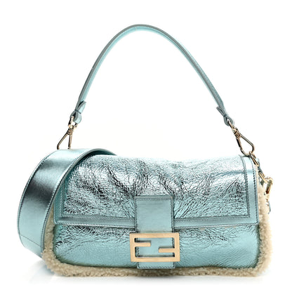 Fendi Metallic Lambskin Sheepskin Fur Re-Edition 2005-2006 Baguette Light Blue 1 of 9