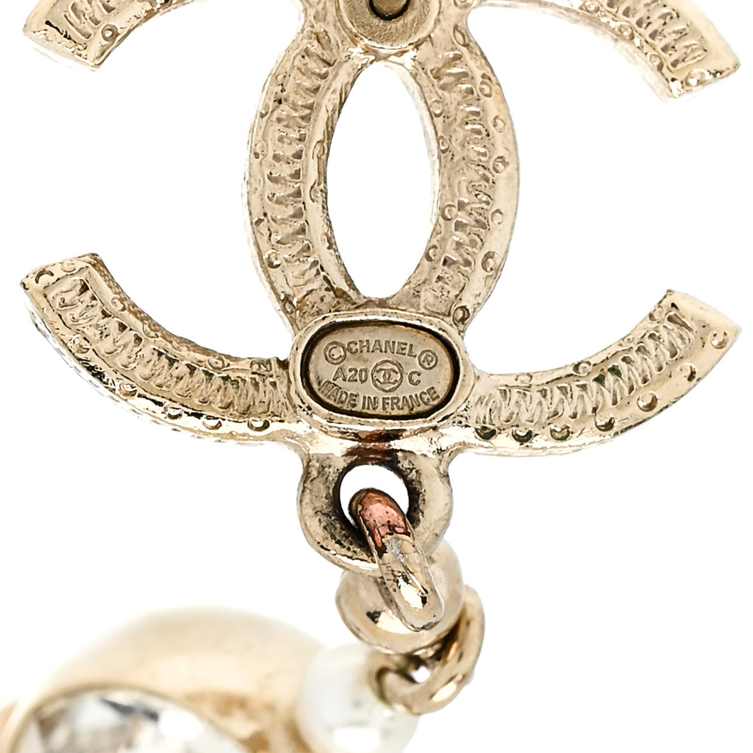 Chanel Crystal Pearl CC Charms Drop Earrings Gold 4 of 5