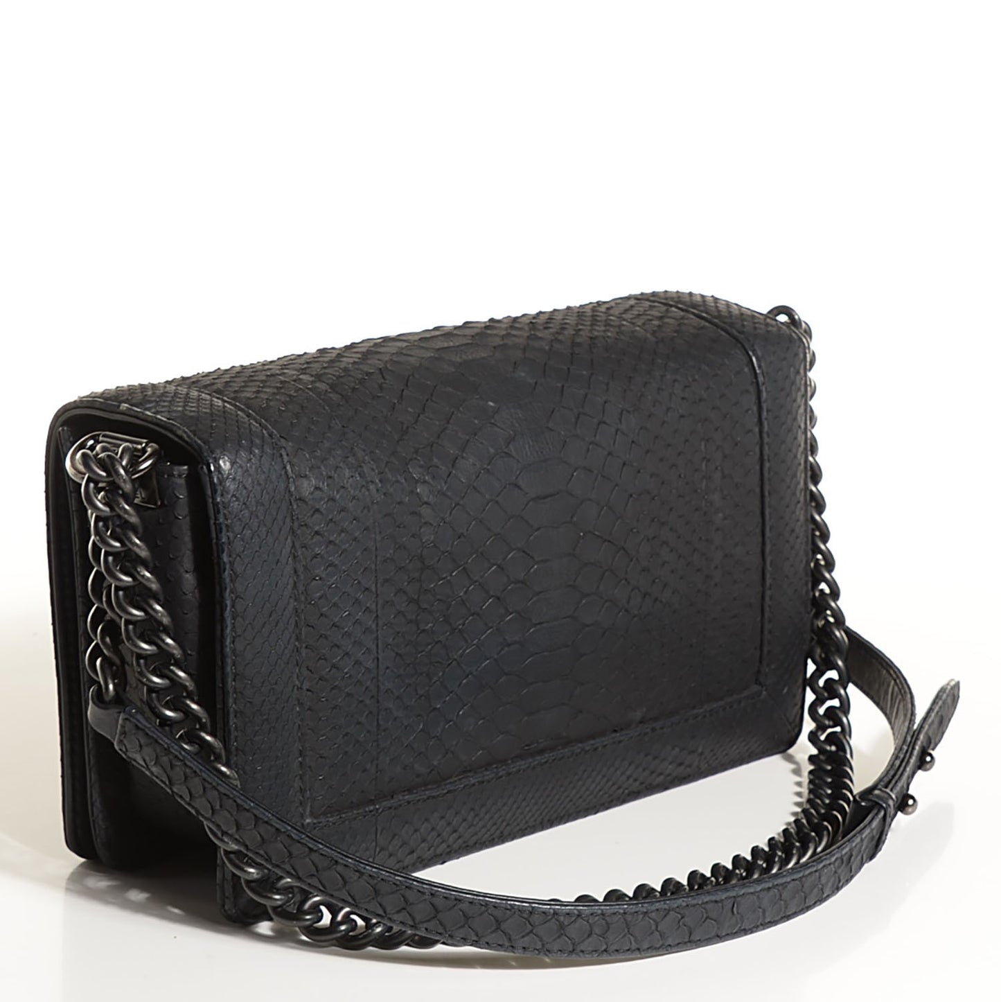 Matte Python New Medium Boy Flap Black