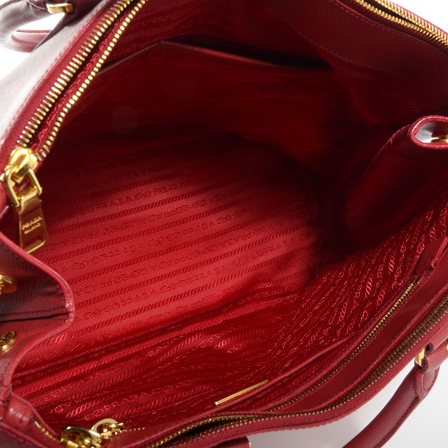 Prada Saffiano Lux Large Double Zip Tote Fuoco 7 of 12