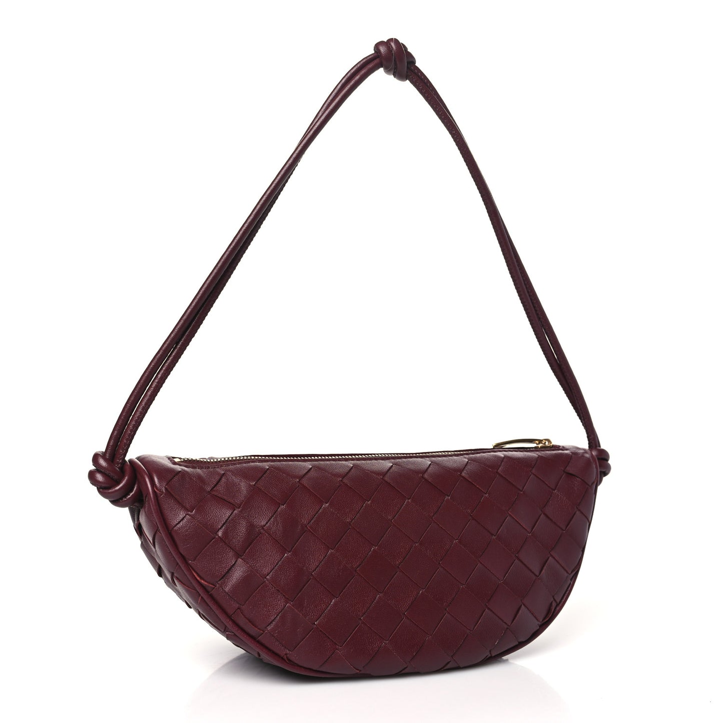 Nappa Intrecciato Half Moon Pouch On Strap Barolo