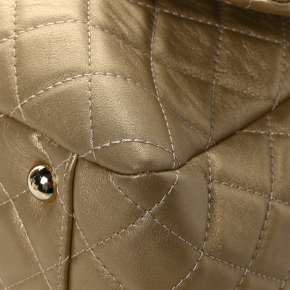 Chanel Metallic Calfskin Quilted Small XXL Travel Flap Bag Gold 10 of 12