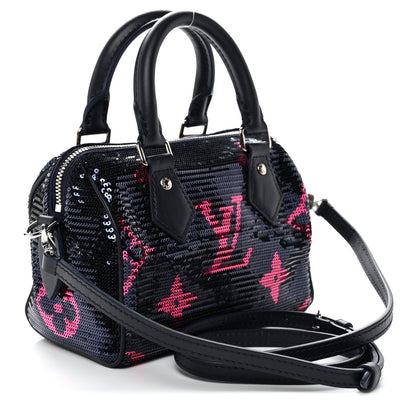 Louis Vuitton Giant Monogram Sequins Speedy Bandouliere 18 Navy Fuchsia 3 of 9