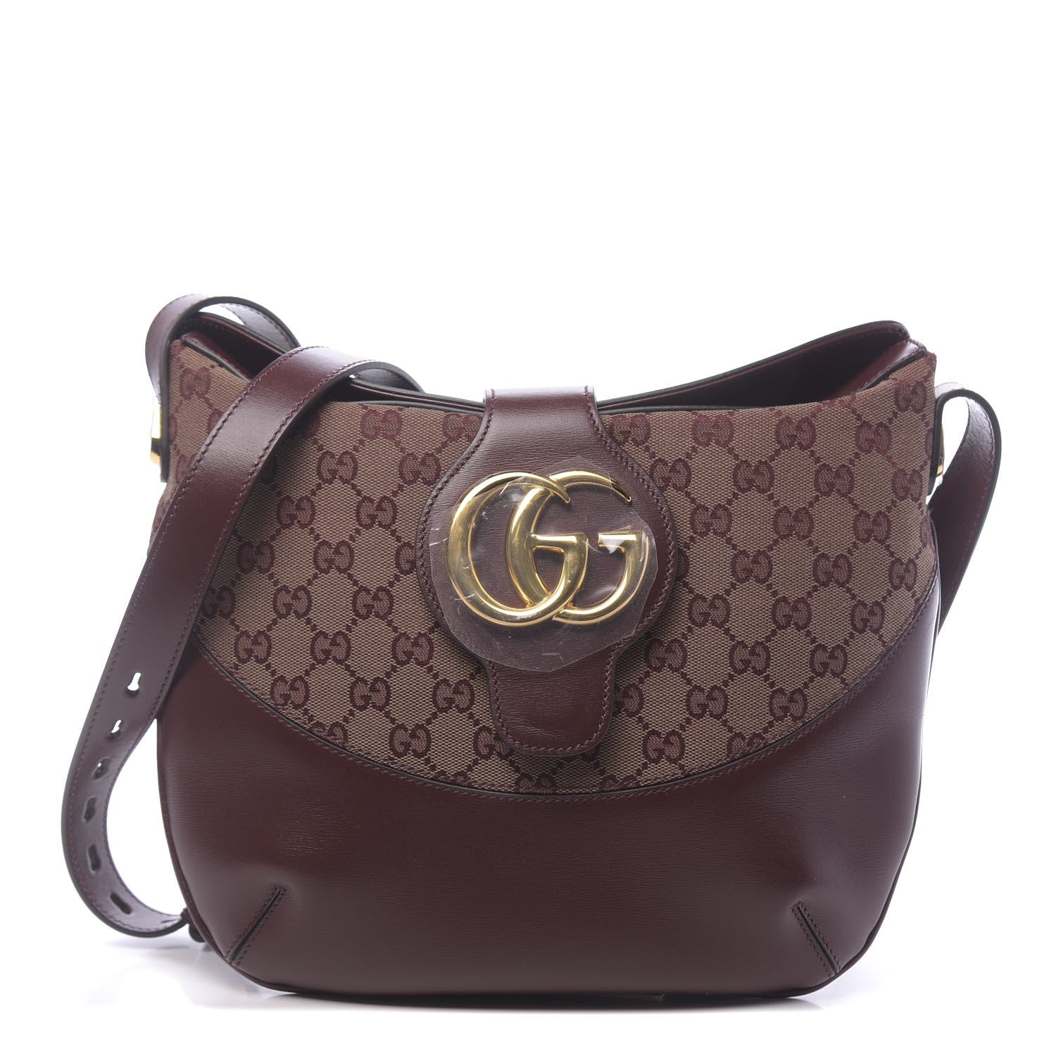 Gucci GG Monogram Calfskin Medium Arli Shoulder Bag Sahara Rubino Chardonnay 1 of 10