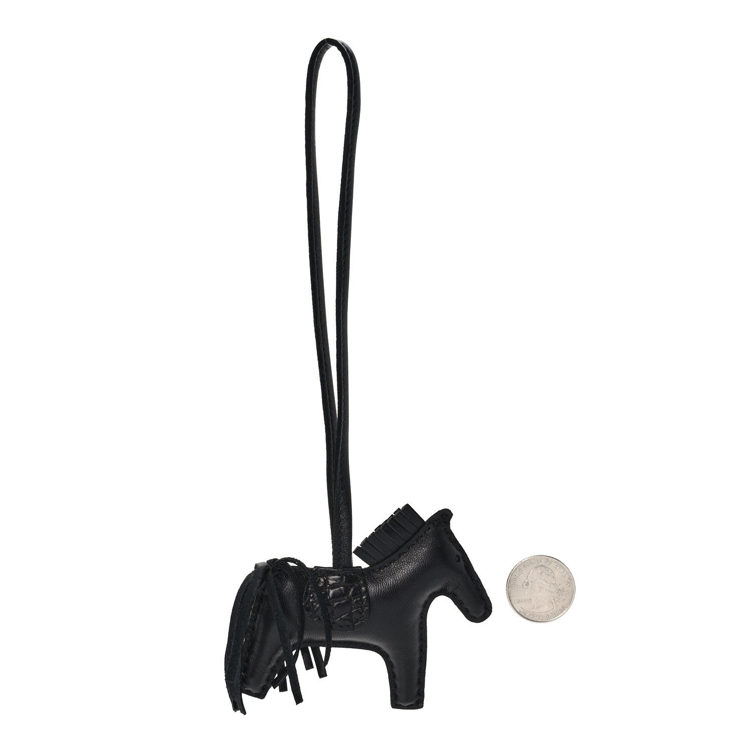 Hermes Milo Lambskin Matte Alligator Touch Grigri Rodeo Horse Bag Charm PM So Black 2 of 4
