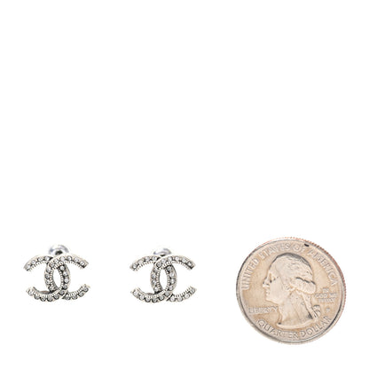 Chanel Crystal Royal Flush CC Stud Earrings Silver 2 of 5
