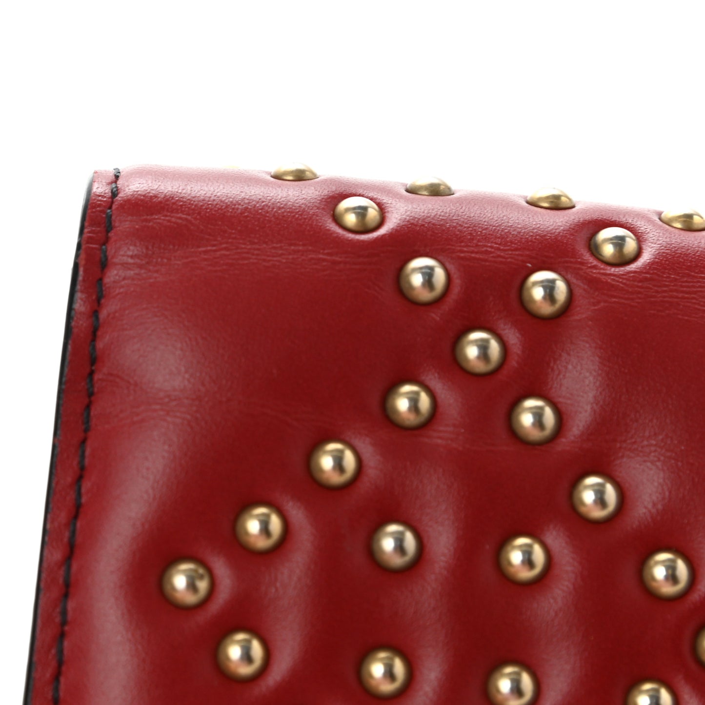 Lambskin Cannage Studded Lady Dior Card Holder Deep Red