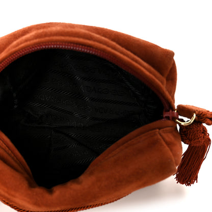 Prada Scamosciato Suede Tassel Pouch Brown 5 of 7