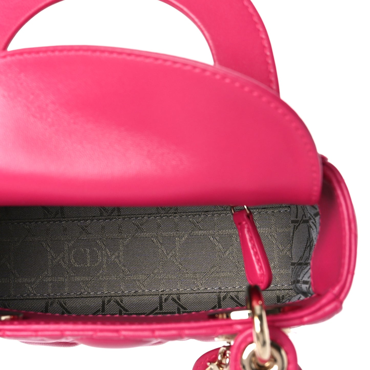 Lambskin Cannage Mini Lady Dior Fuchsia