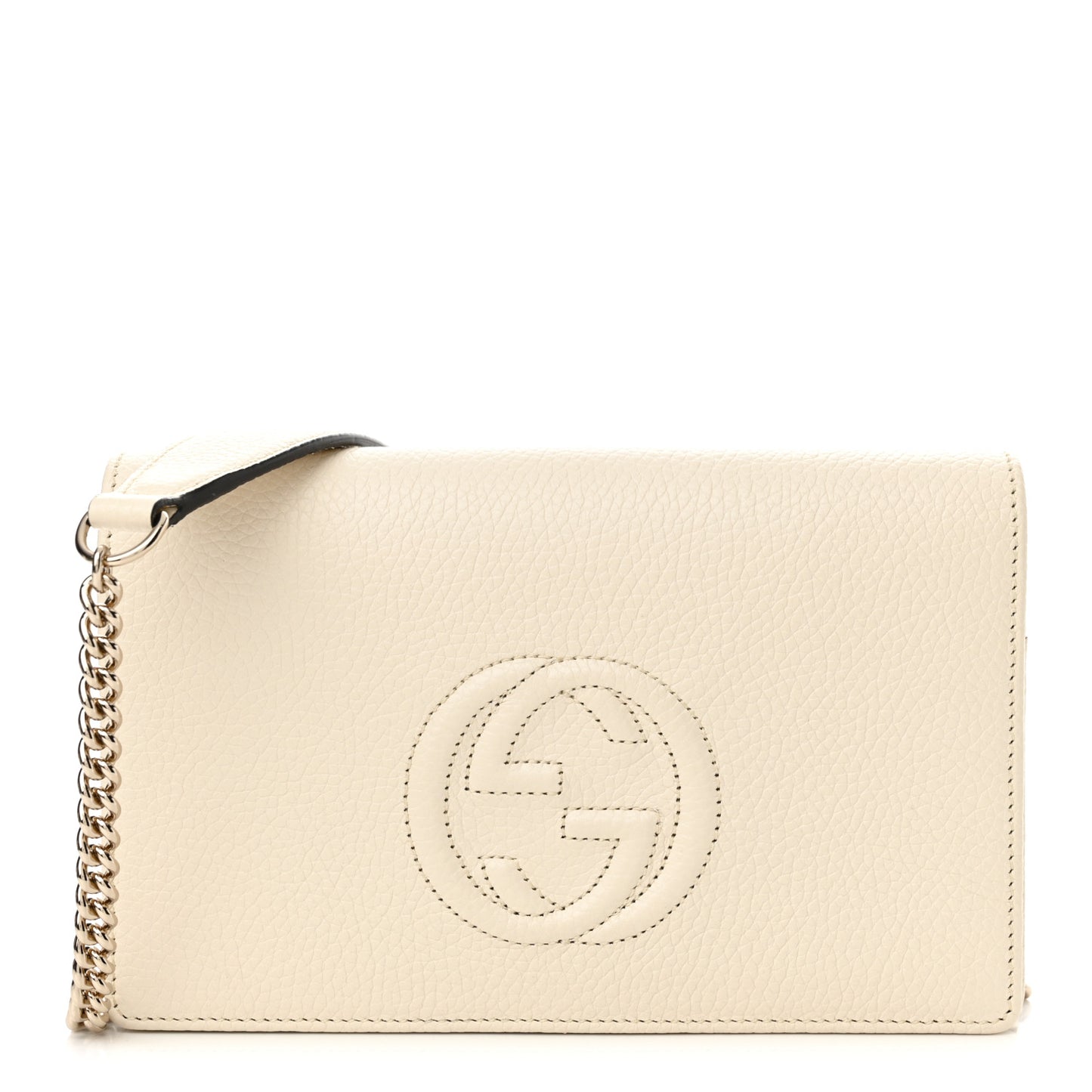Pebbled Calfskin Soho Wallet on Chain Ivoire