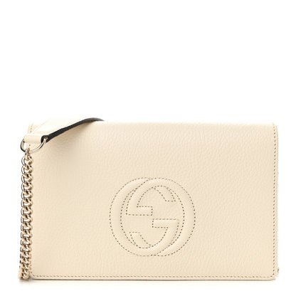 Gucci Pebbled Calfskin Soho Wallet on Chain Ivoire 1 of 11