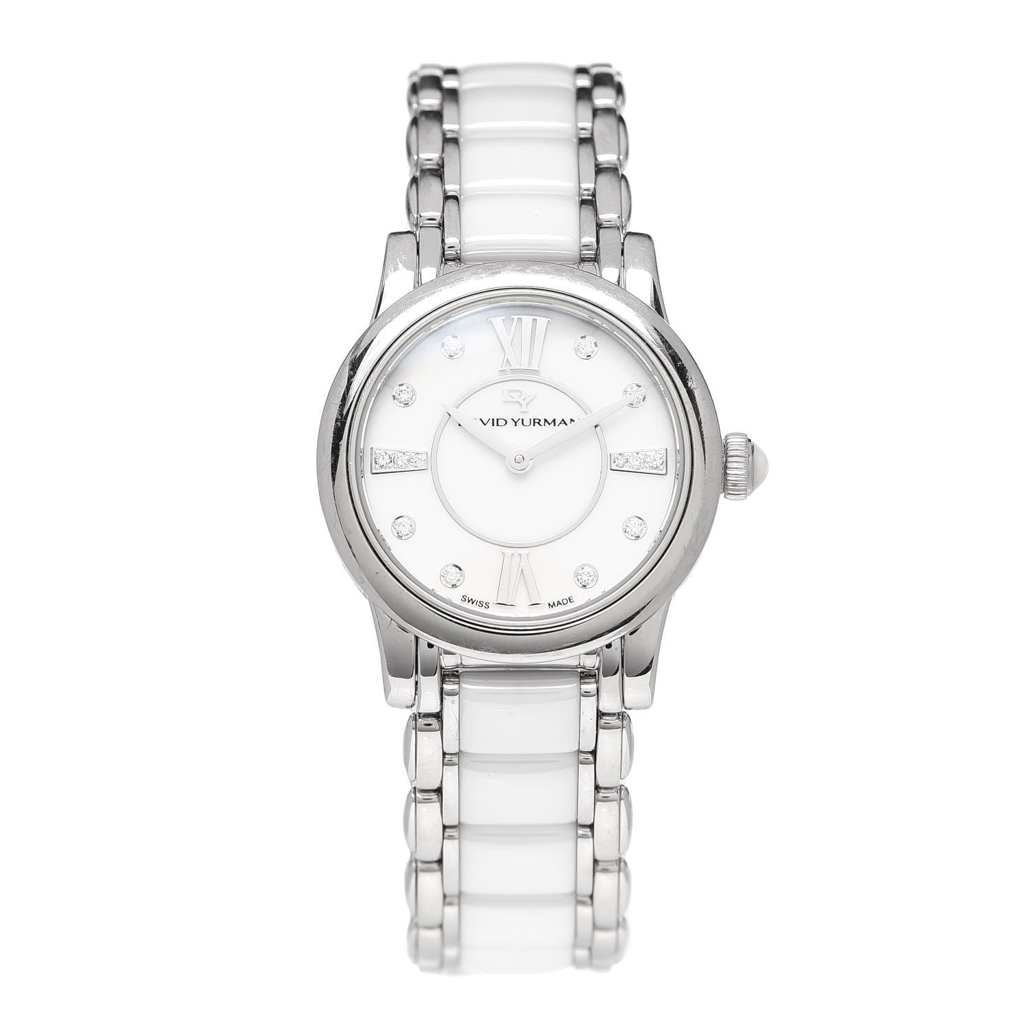 David Yurman Stainless Steel Ceramic Diamond 30mm Classic Quartz Watch White 1 of 7