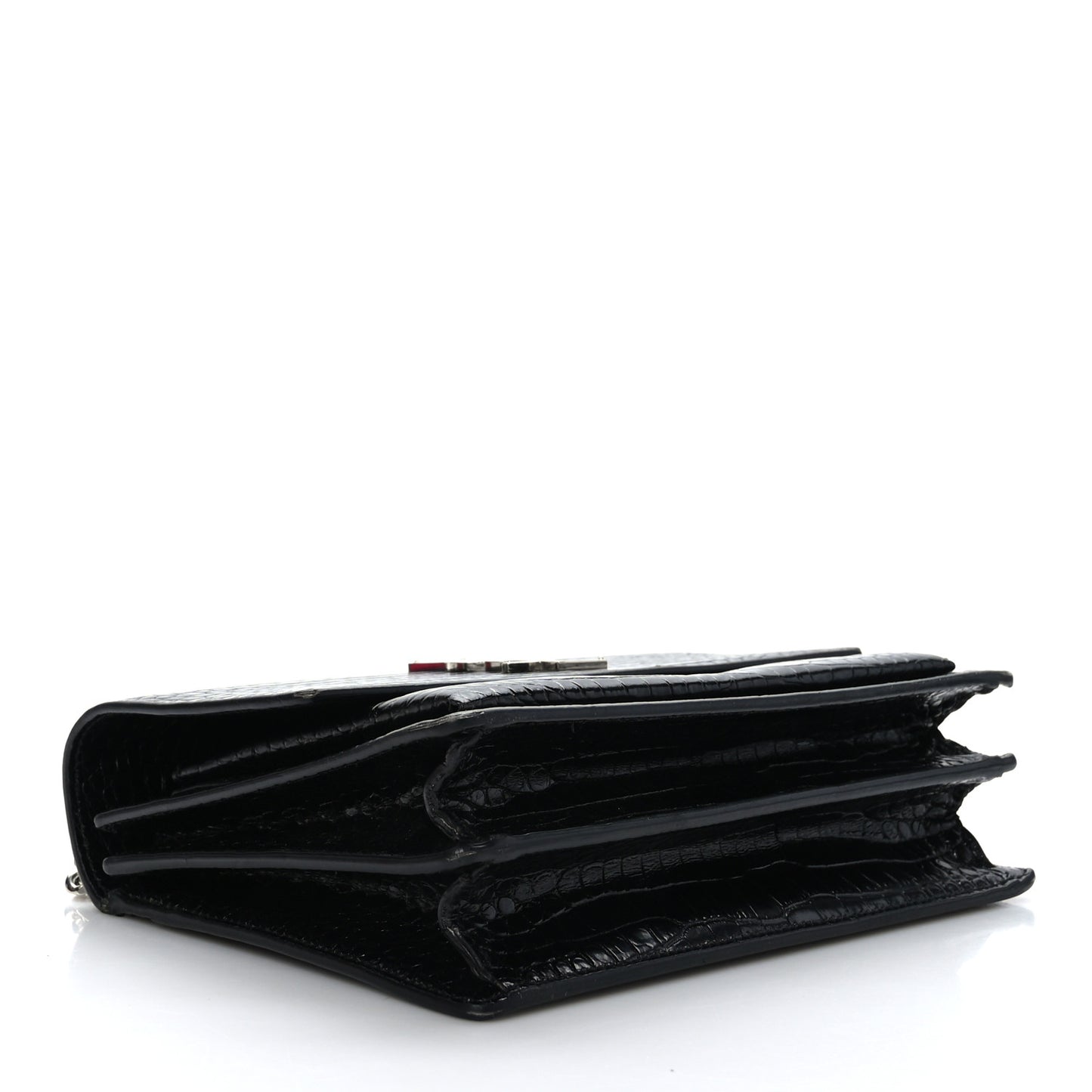 Calfskin Crocodile Embossed Medium Monogram Sunset Black