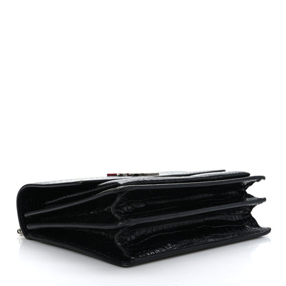 Saint Laurent Calfskin Crocodile Embossed Medium Monogram Sunset Black 4 of 8