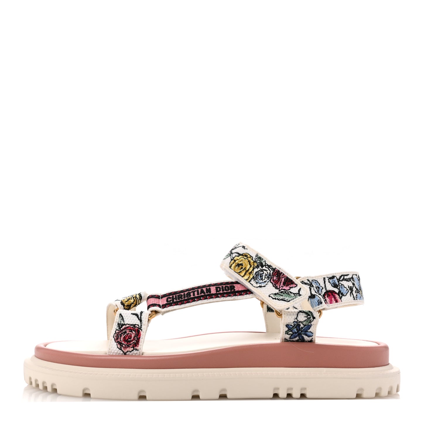 Canvas Embroidered Florilegio 10mm D-Wave Sandals 40 White Multicolor
