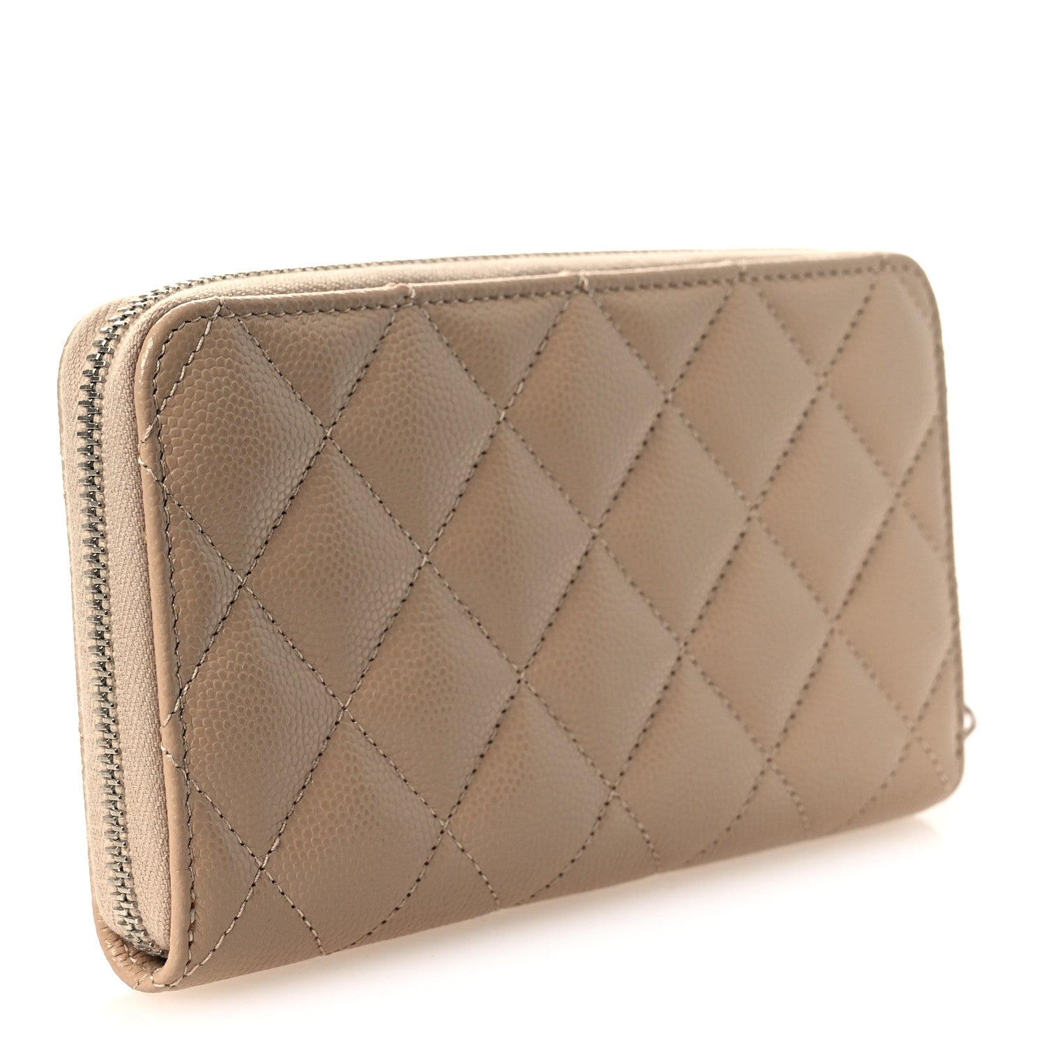 Chanel Caviar Quilted Medium Zip Around Wallet Beige 4 of 9
