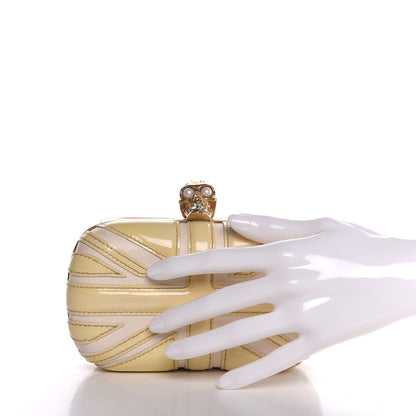 Alexander McQueen Patent Calfskin Britannia Skull Box Clutch White 2 of 7
