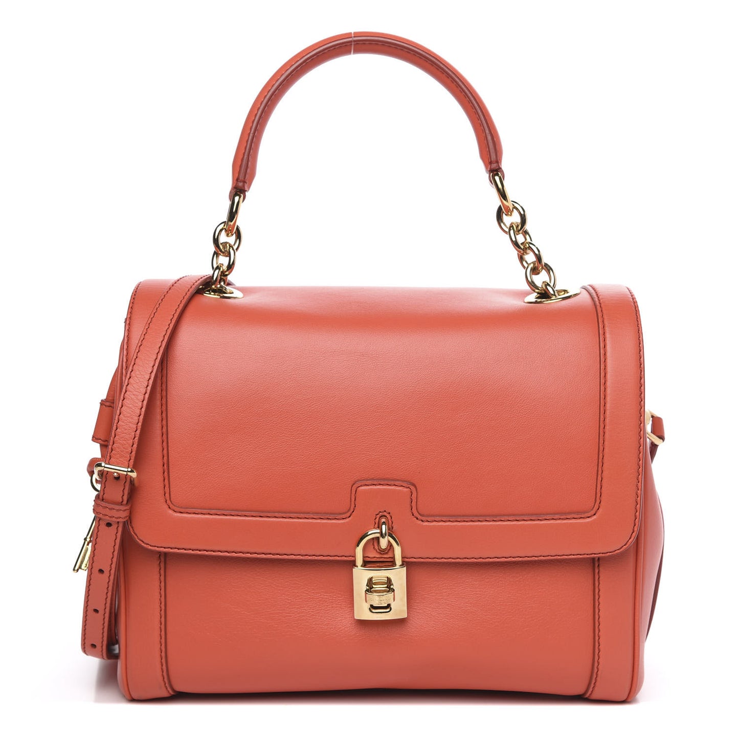 Calfskin Padlock Shoulder Bag Orange