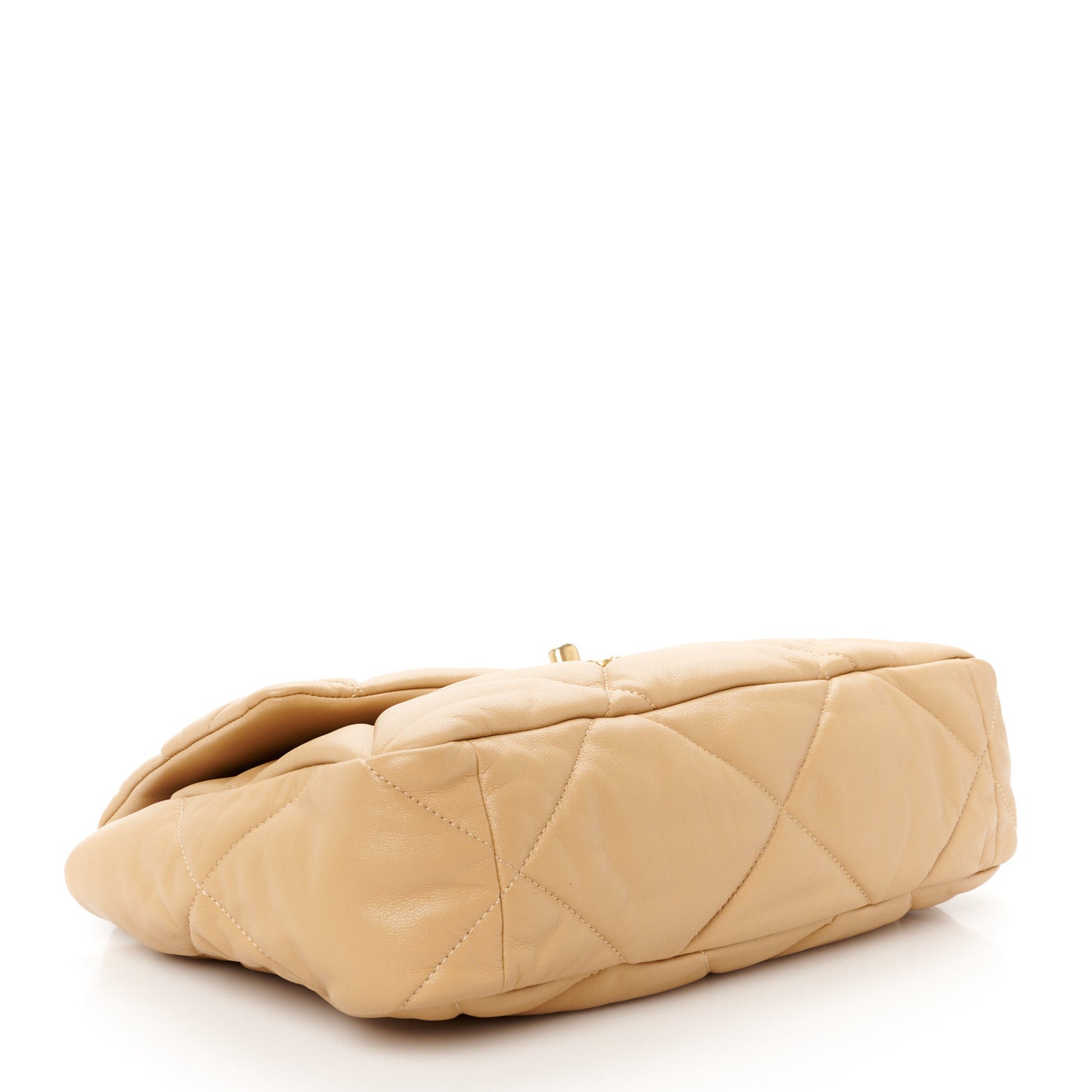 Lambskin Quilted Large Chanel 19 Flap Dark Beige