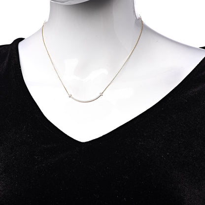 Tiffany 18K Rose Gold Diamond Small T Smile Pendant Necklace 2 of 8