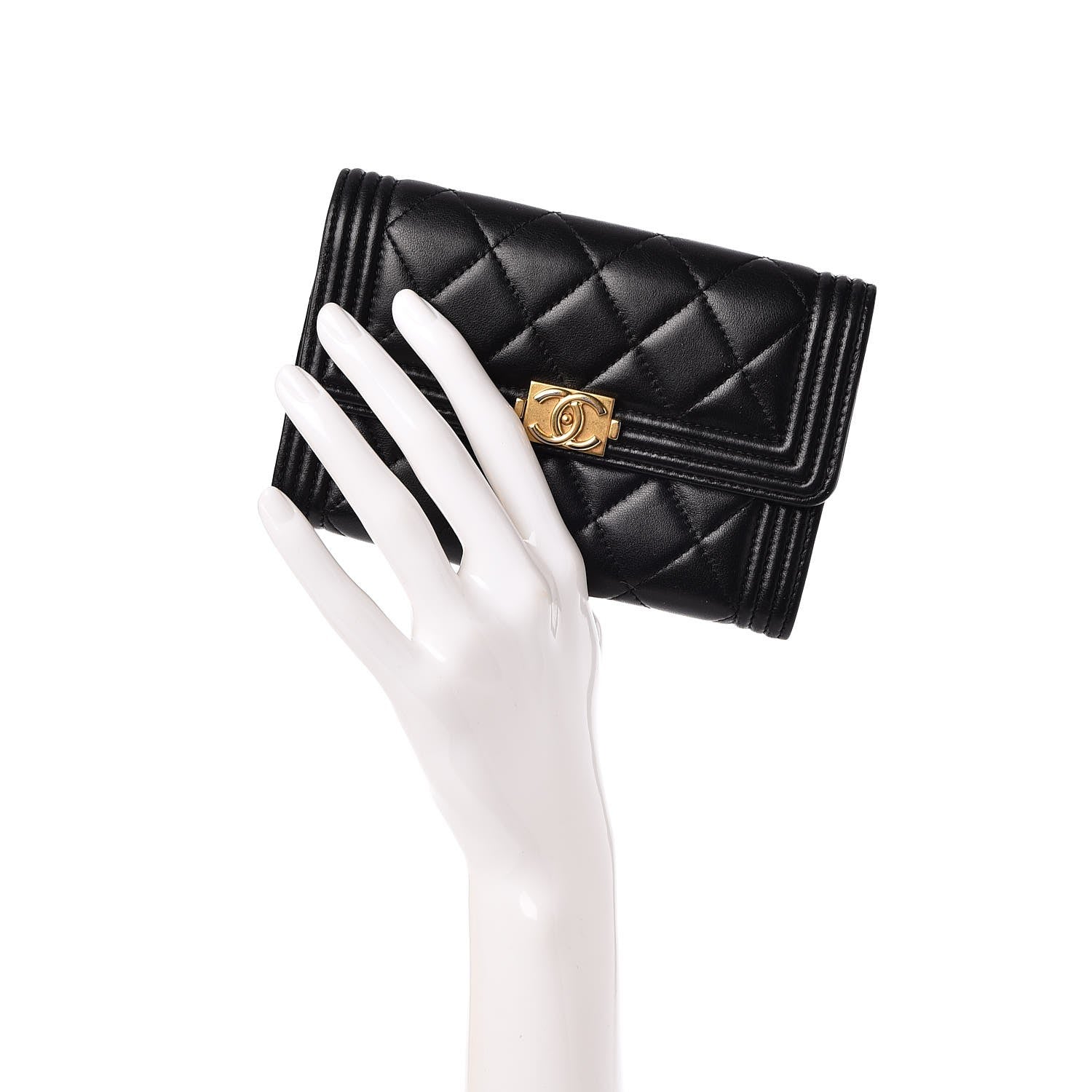Chanel Calfskin Quilted Small Boy Flap Wallet Black 2 of 8