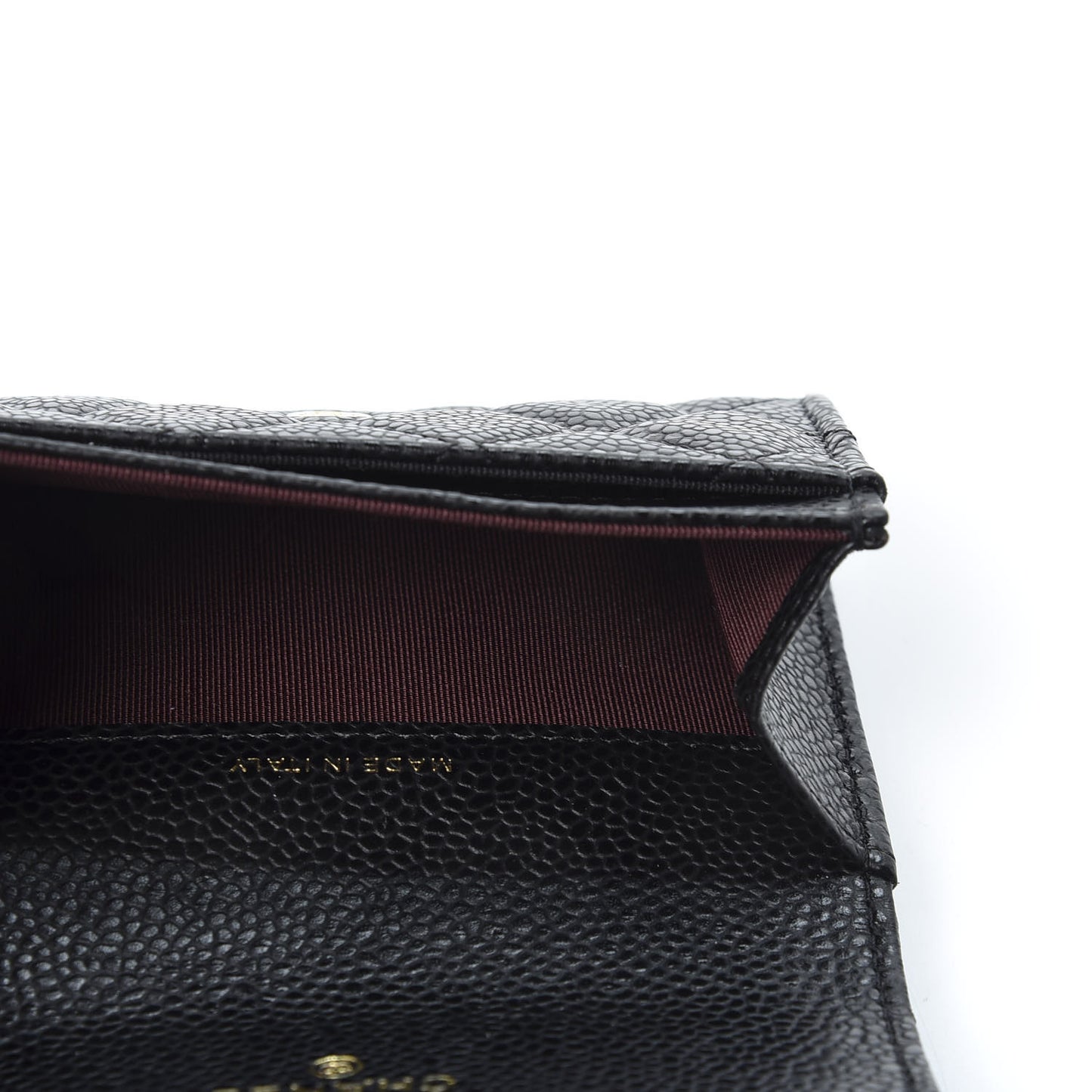 Caviar Quilted Flap Card Holder Wallet Black