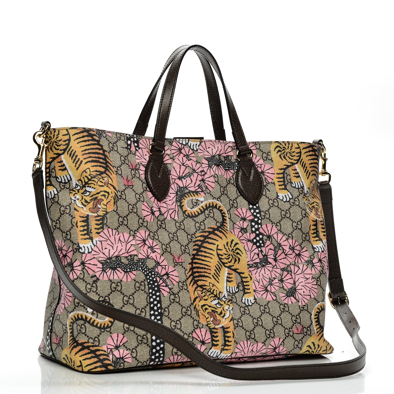 Gucci Soft GG Supreme Monogram Bengal Medium Crossbody Tote Beige Pink 3 of 8