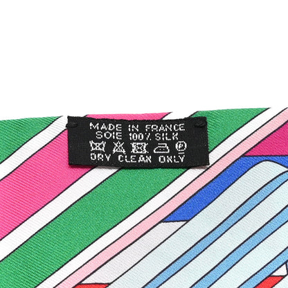 Hermes Silk Sangles En Zigzag Twilly Rouge Vert Rose Vif 3 of 3
