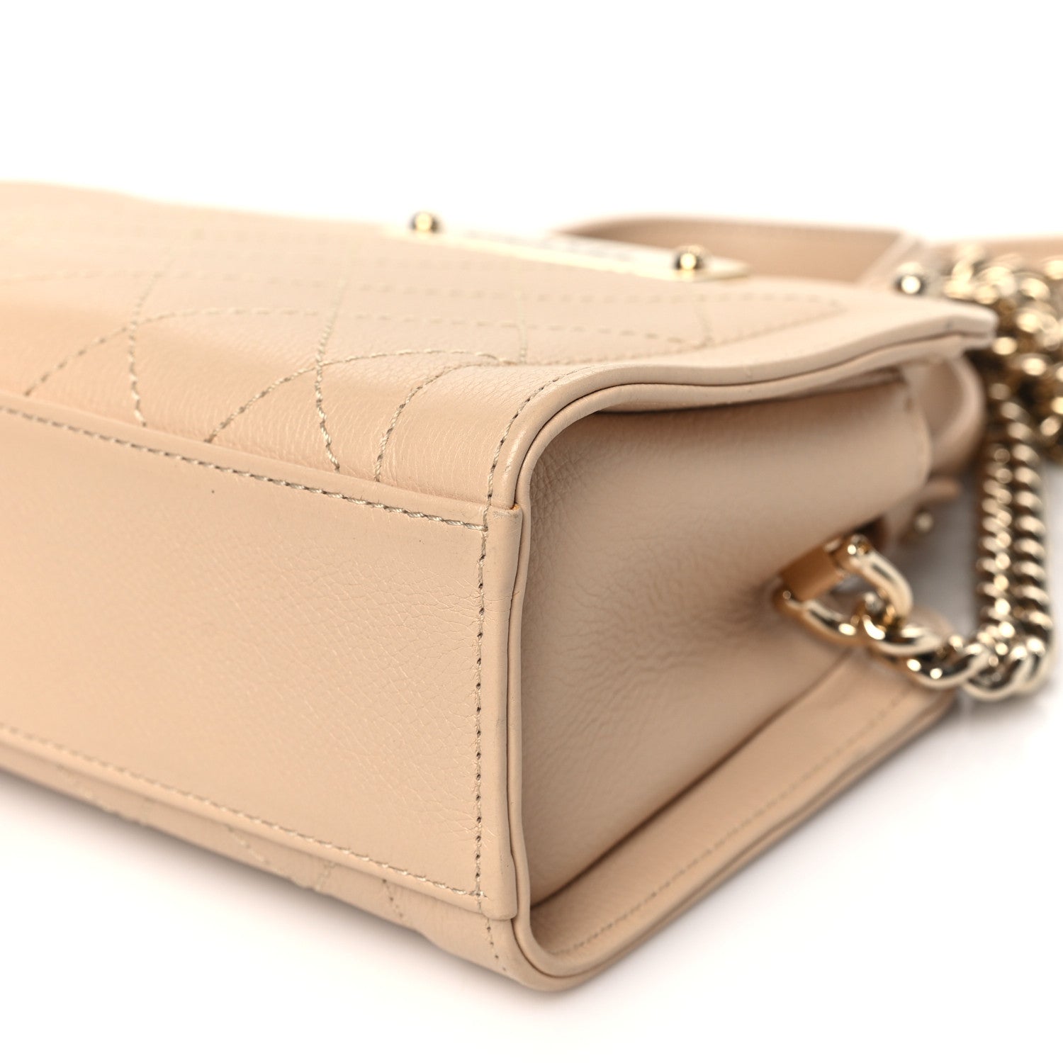 Chanel Grained Calfskin Stitched Mini Label Click Shopper Tote Beige 10 of 12