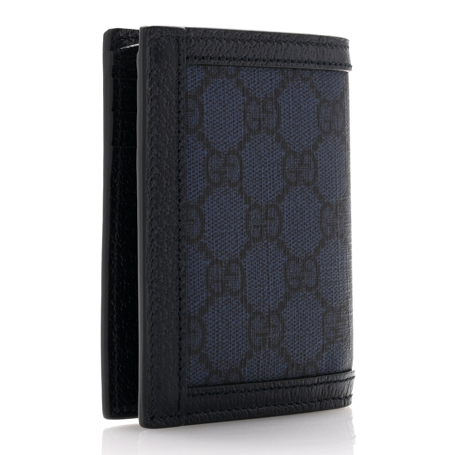 Gucci GG Supreme Monogram Calfskin Ophidia Bi-Fold Wallet Navy Blue 3 of 7