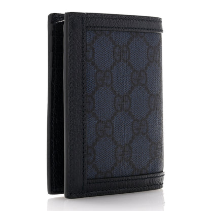 Gucci GG Supreme Monogram Calfskin Ophidia Bi-Fold Wallet Navy Blue 3 of 7