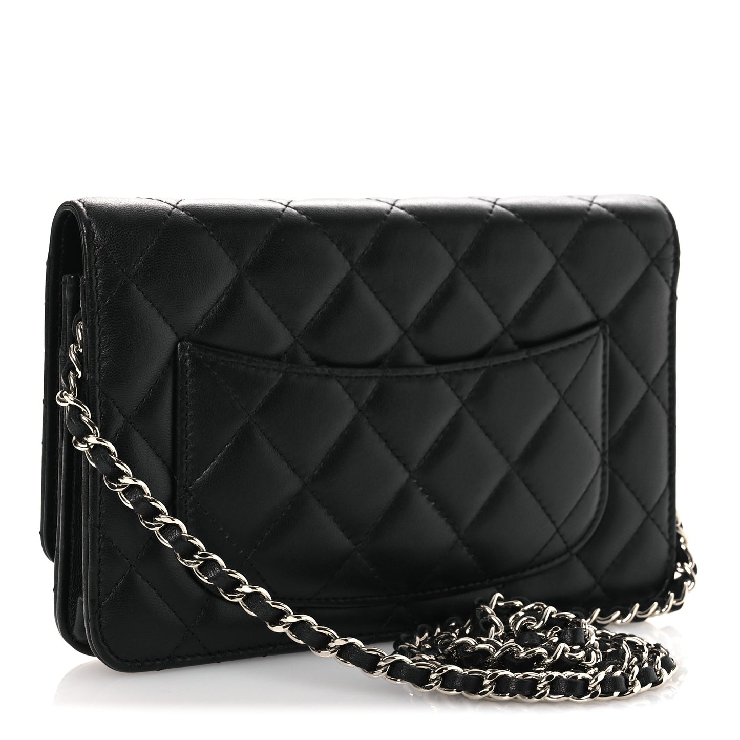 Lambskin Quilted Wallet On Chain WOC Black