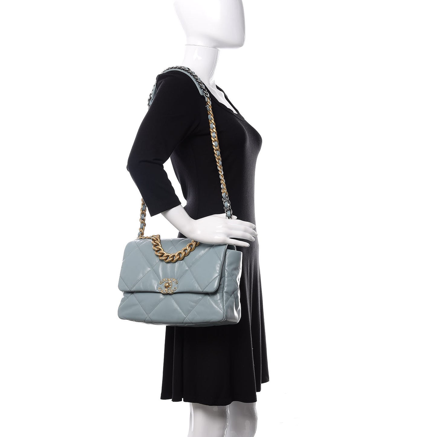 Goatskin Quilted Large 19 Flap Blue