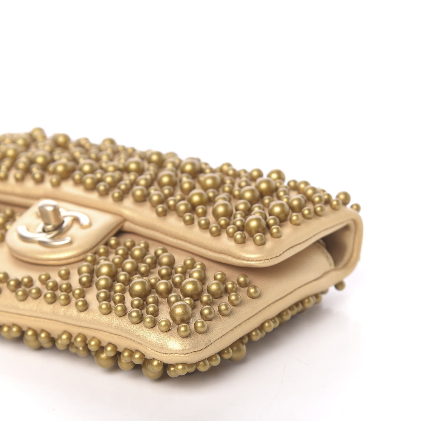 Lambskin Pearls Flap Gold