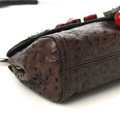 Prada Ostrich Beaded Bag Brown 9 of 23