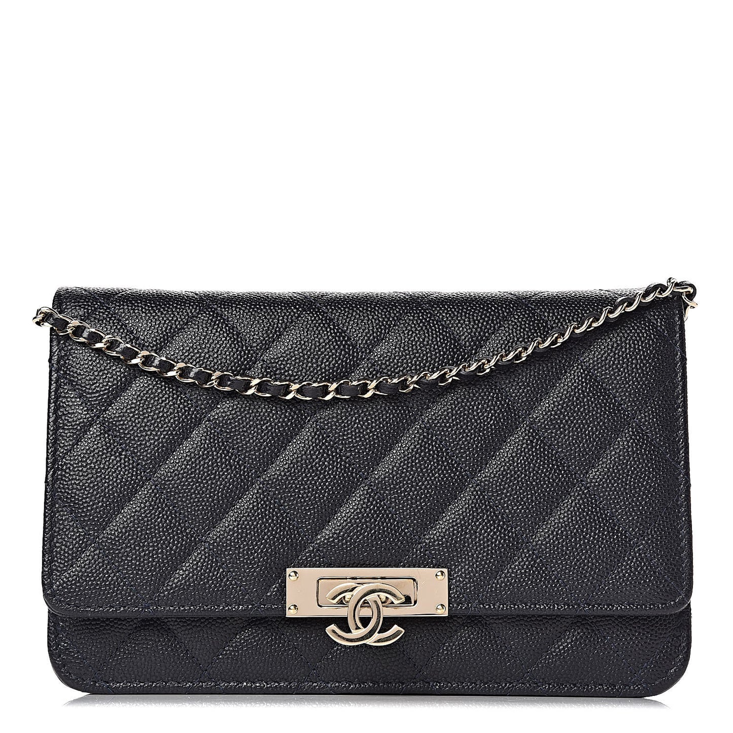 Caviar Quilted Golden Class Wallet On Chain WOC Navy