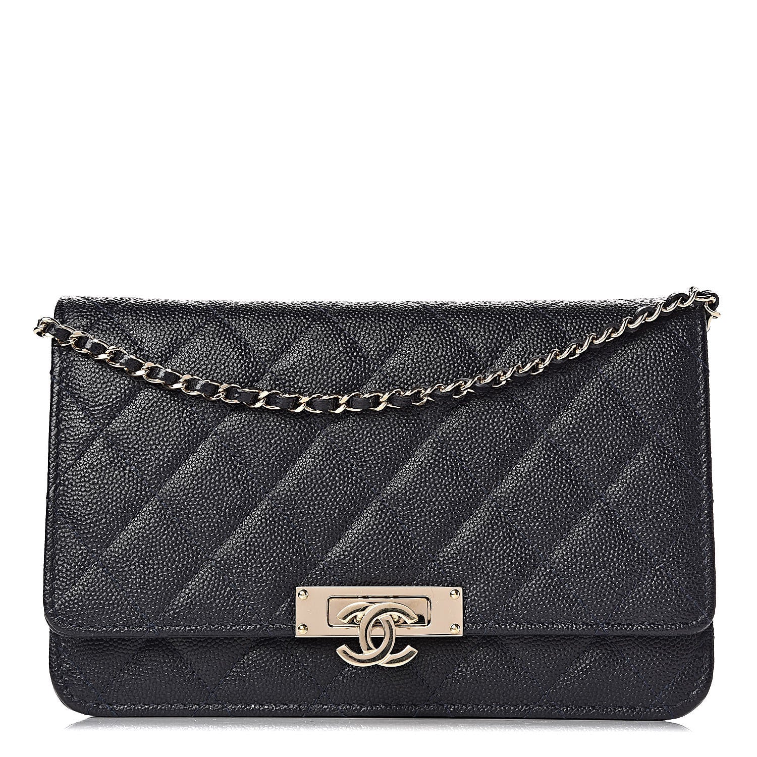 Chanel Caviar Quilted Golden Class Wallet On Chain WOC Navy 1 of 12