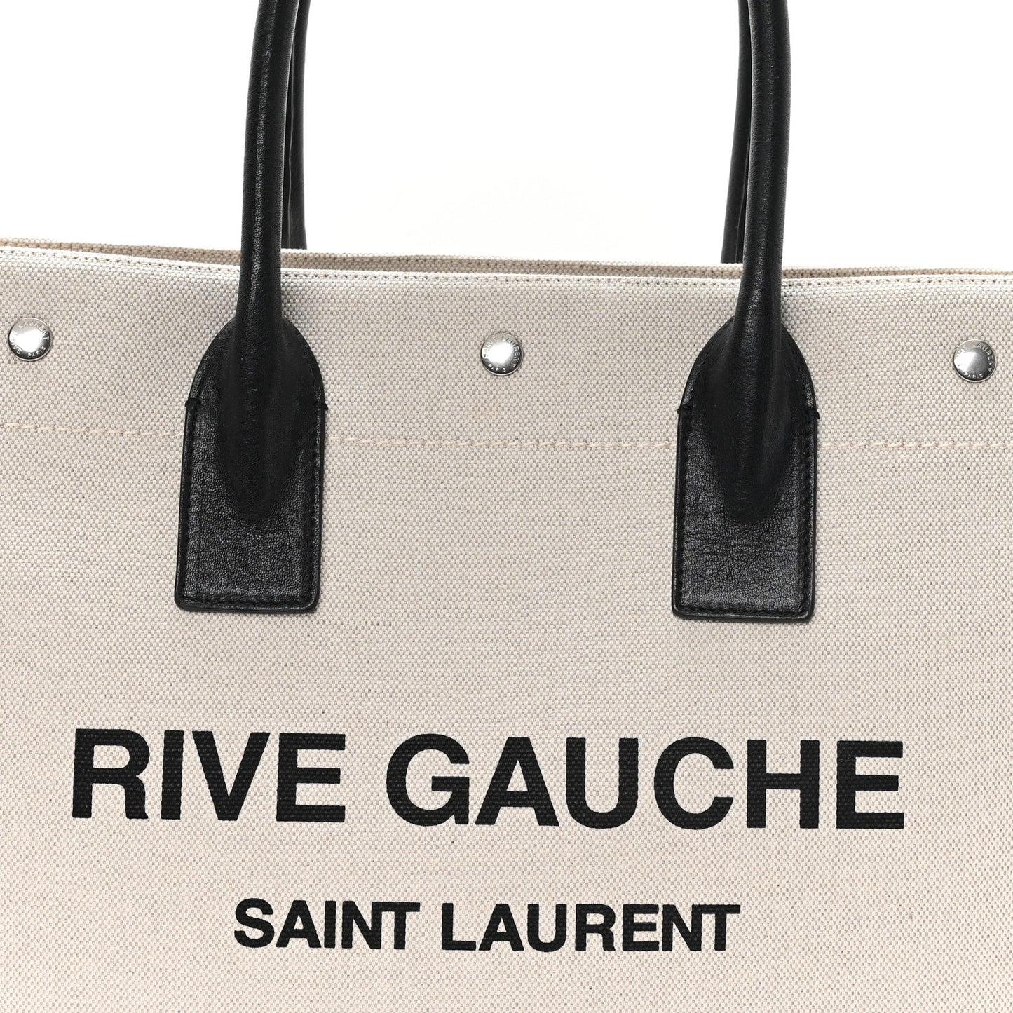 Linen Calfskin Small Rive Gauche Tote Greggio Natural
