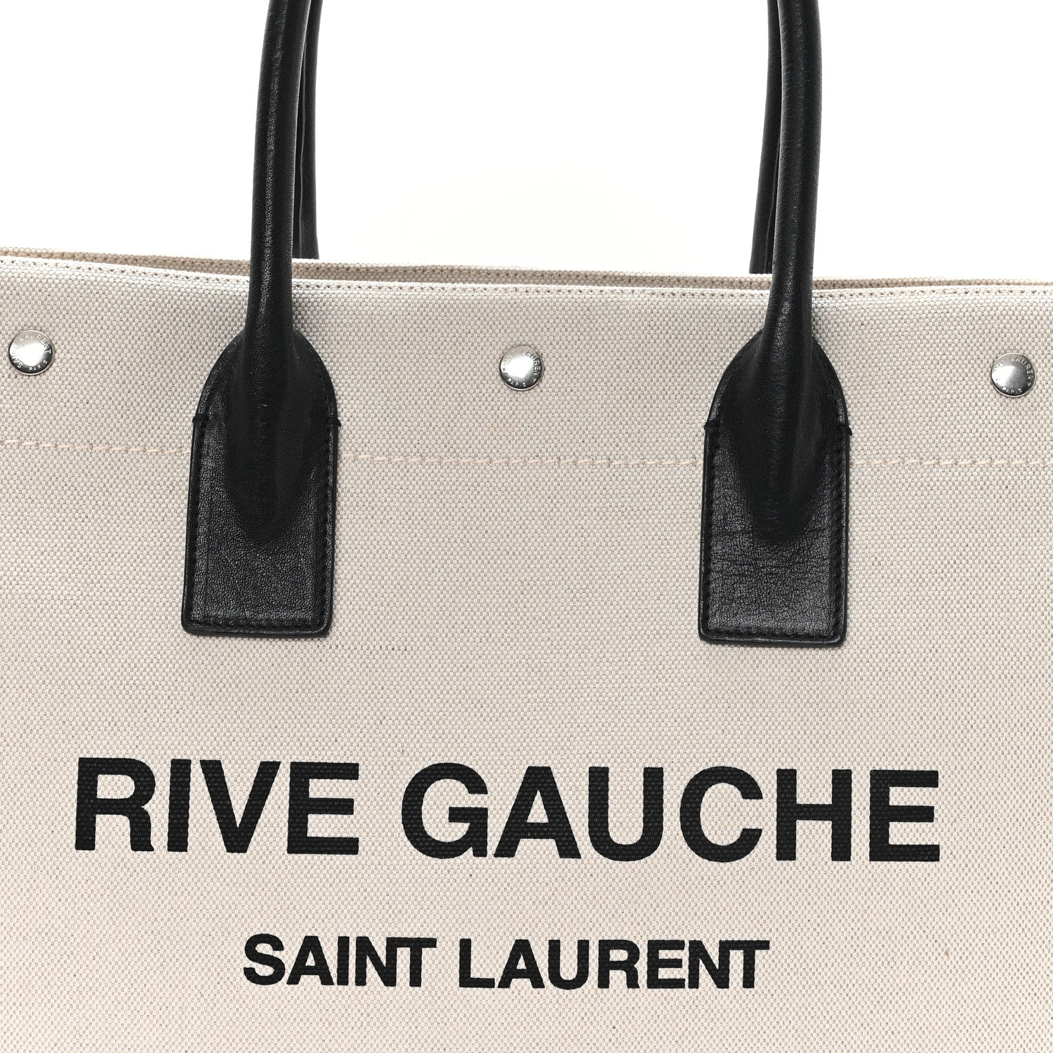 Saint Laurent Linen Calfskin Small Rive Gauche Tote Greggio Natural 7 of 10