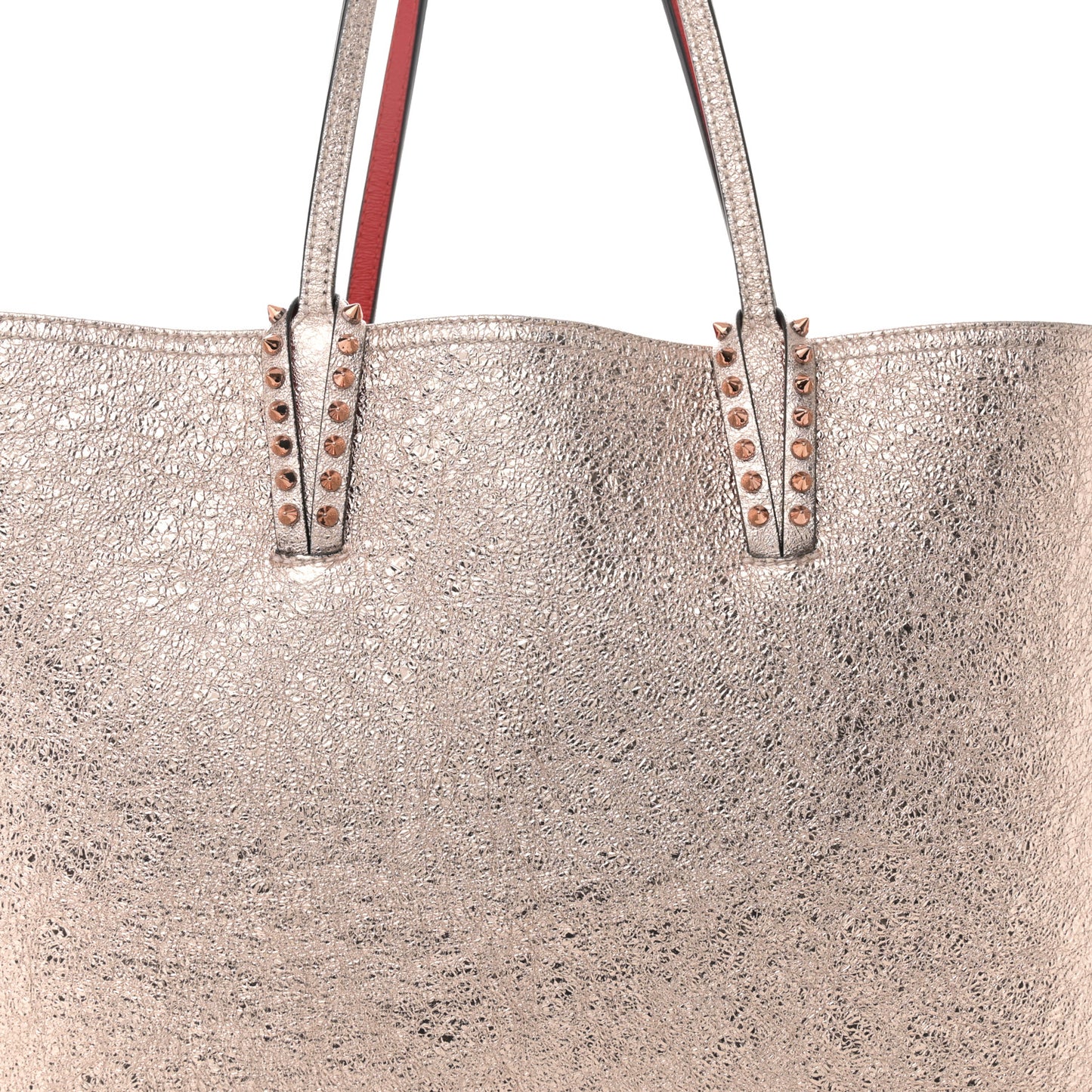 Metallic Crinkled Calfskin Spiked East West Cabata Rose Gold
